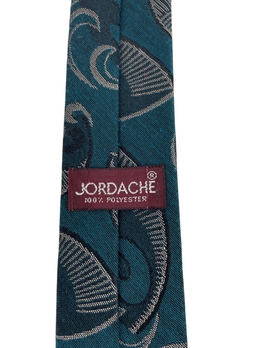 Vintage Jordache Mens Skinny Tie Necktie Green Tan & Black - Picture 4 of 5